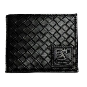 BC Ethic‎ Mens Bifold Wallet Black Faux Leather ID Window Logo Patch NWOT